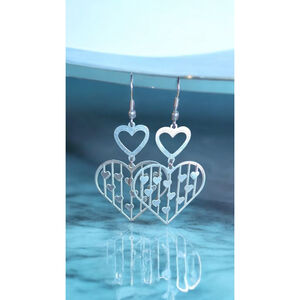 Lightweight Stainless Steel Heart Dangle Hypoallergenic Heart Drop Earrings